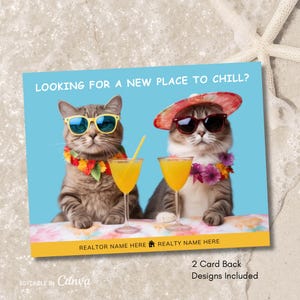 Summer Real Estate Postcard Template, Editable Funny Cute Summer Realtor Farming Postcard, Printable Place to Chill Pop By Post Card, Canva