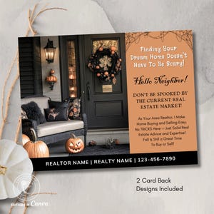 Fall Real Estate Postcard Canva Template, Editable Halloween Realtor Postcard, Printable September October Autumn Farming, Pop By Post Card