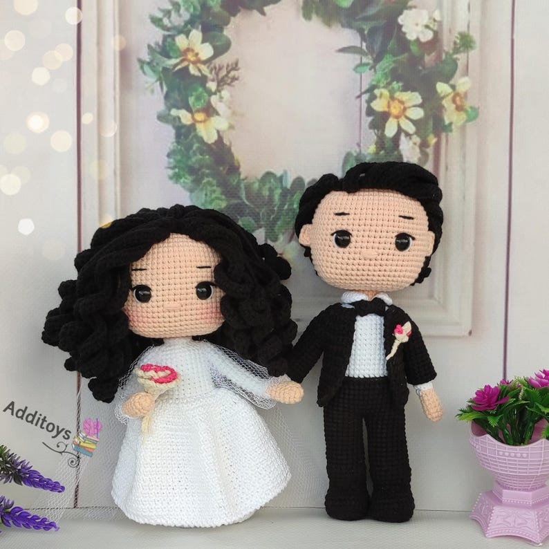 Crochet Pattern, Amigurumi Pattern, amigurumi doll, wedding crochet, wedding doll pattern, amigurumi wedding, crochet wedding doll, crochet bride groom, bride groom pattern, crochet doll, crochet doll pattern, digital download, bride and groom doll