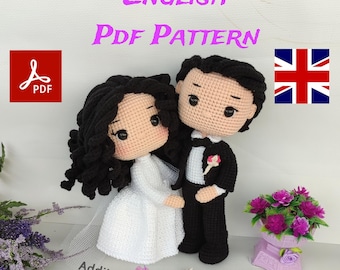 Crochet Pattern Bride and Groom Doll, Amigurumi Pattern for Wedding