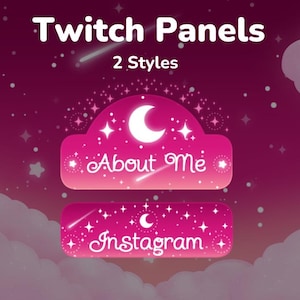 Pink Night Twitch Panels Starry Moon  Dreamy Aesthetic