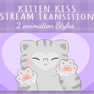 Stream Transition Cat Kiss Purple Heart Background OBS, Twitch