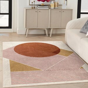 Boho Area Rug Area Rug - Abstract Runner Rug Carpet - Trend Surreal Non Slip Car