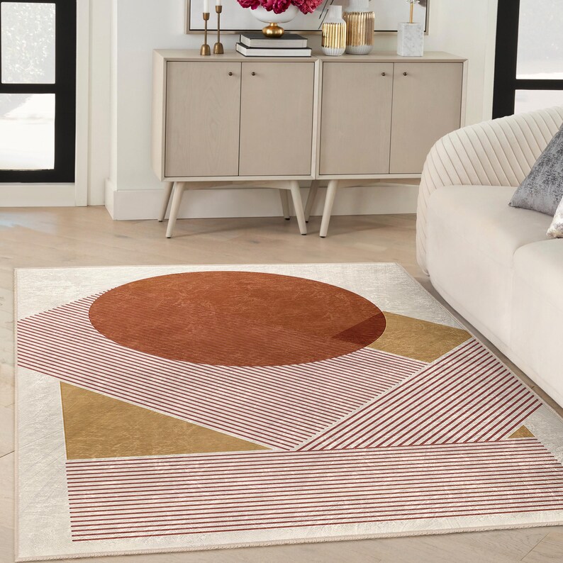 Boho Area Rug Area Rug - Abstract Runner Rug Carpet - Trend Surreal Non Slip Car