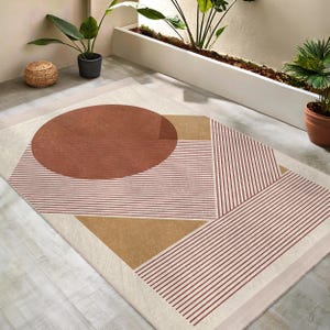 Red Artistic Carpet Bold AntiSlip Mat Abstract Runner Rug