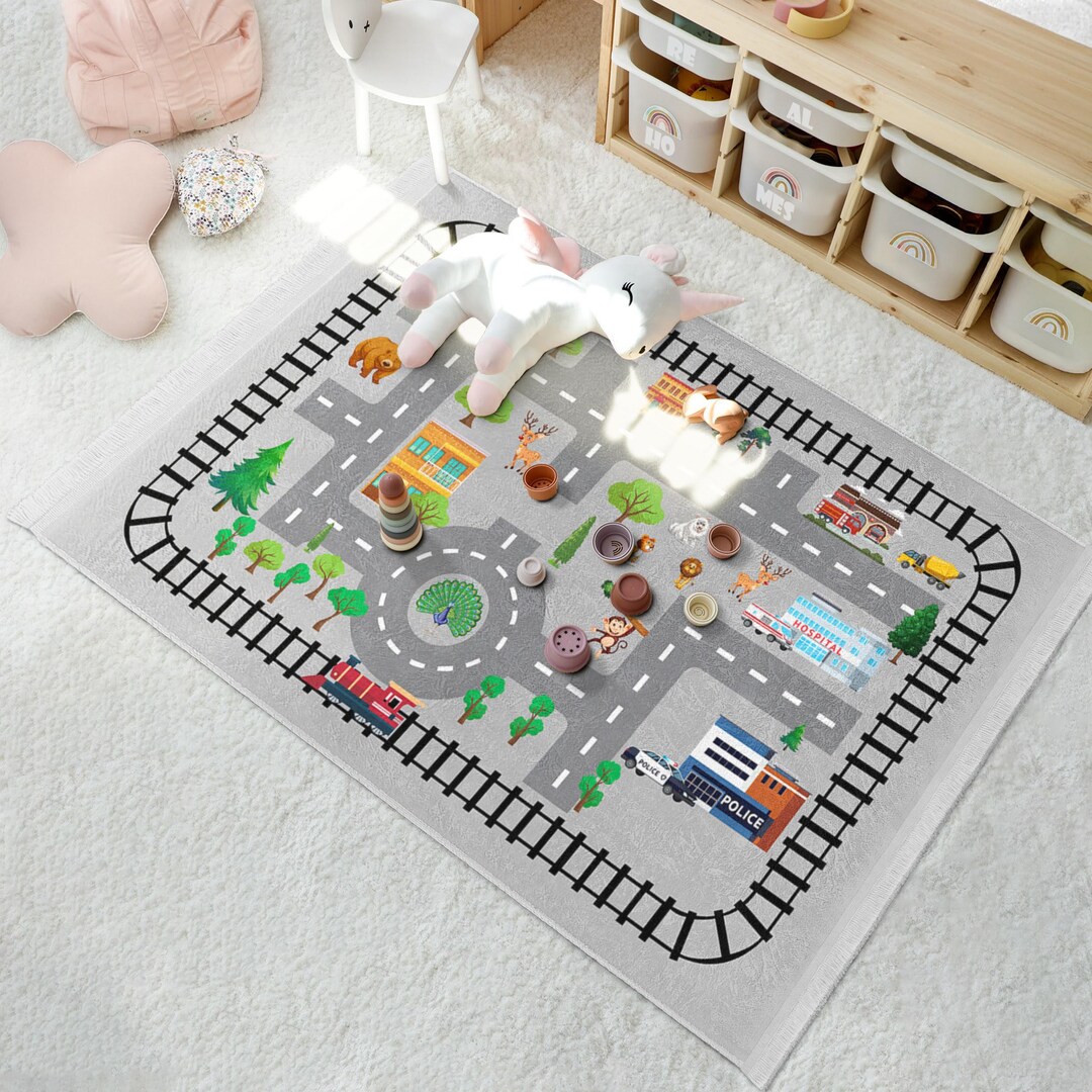 Play Mat Rug City-themed Play Mat Rug - Traffic Roads Kids Design Mat - Carpet for ...