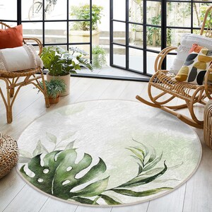 Nature Inspired Mat Circle Carpet - Watercolor Circle Ca - Washable Oval Mat