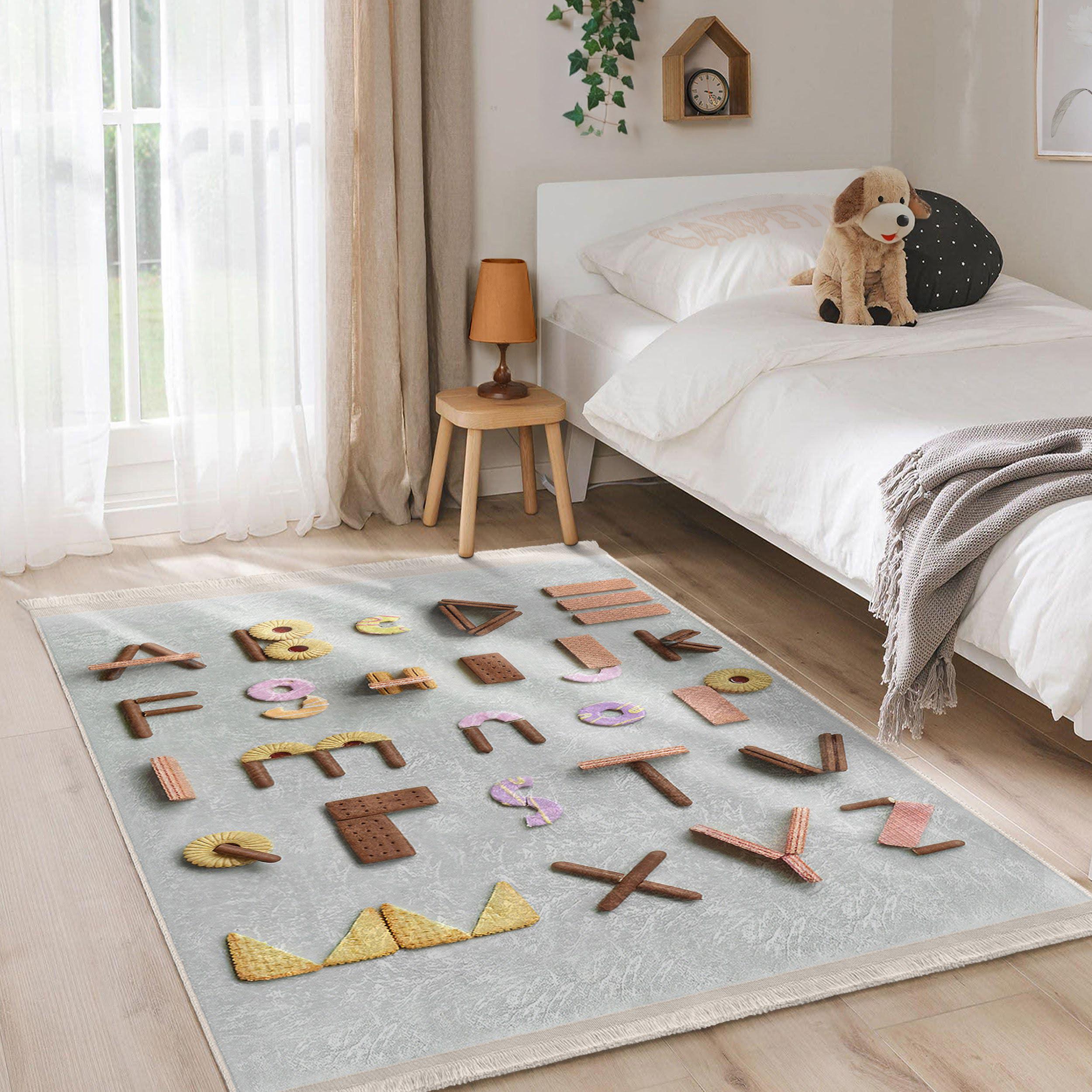 Playful Cookies Alphabet Kids Room Rug -textured Letter Carpet Kid's ...