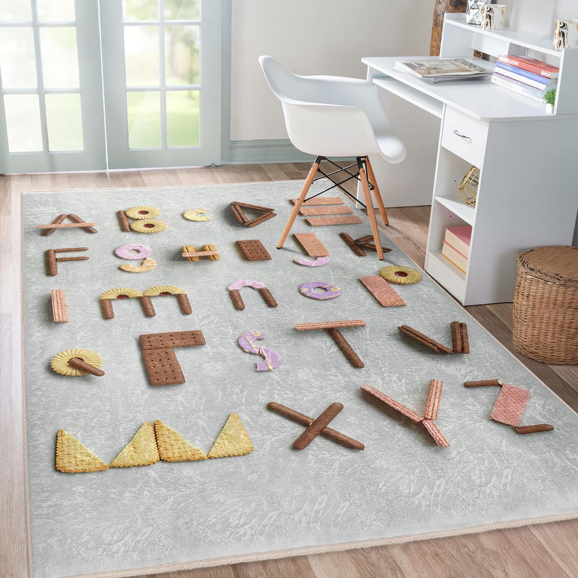 Playful Cookies Alphabet Kids Room Rug -textured Letter Carpet Kid's ...