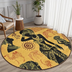 Zerbino Antiscivolo Lavabile 60x40 Cm – Motivo Donna Africana Etnico – Per Interni (Cucina, Bagno, Ingresso)