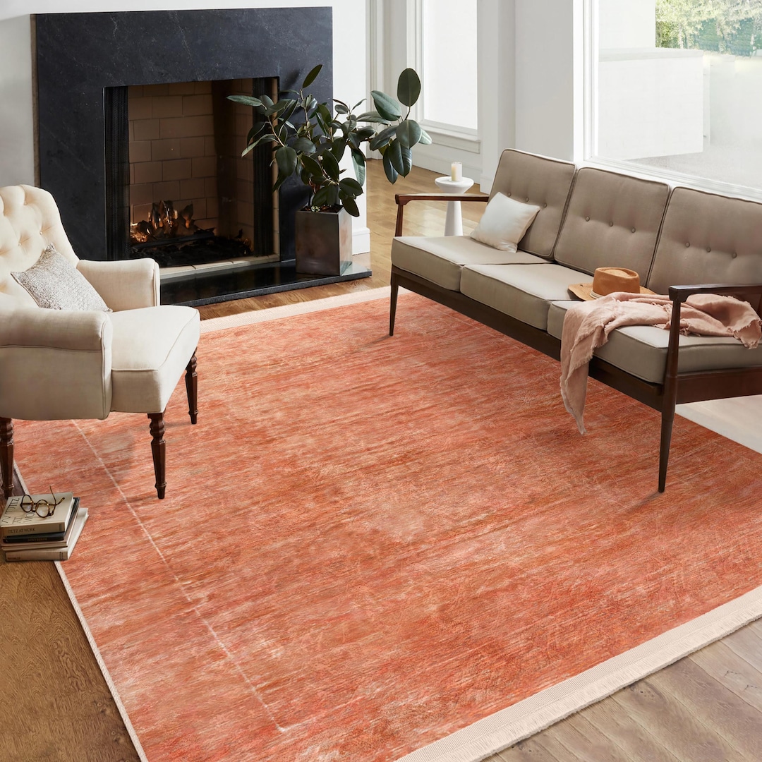 Earthy Texture Area Rug - Fiery Rust Tones Carpet -terra Cotta Square ...