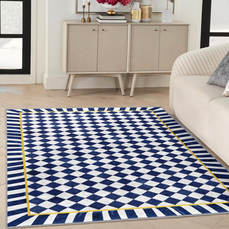 Personalizable Home Accent Carpet - Striped Geo Mat - Chic Interior Carpet Square Rug