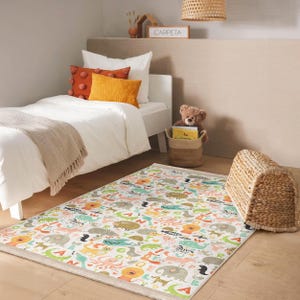 Washable Kids Rug - Educational Design M  -Baby Learning Carpet