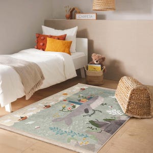 Alfombra de aventura con ballenas caprichosas - Alfombra infantil con temática oceánica - Alfombra para jardín acuático - Alfombra decorativa creativa para guardería - Alfombra antideslizante para sala de juegos