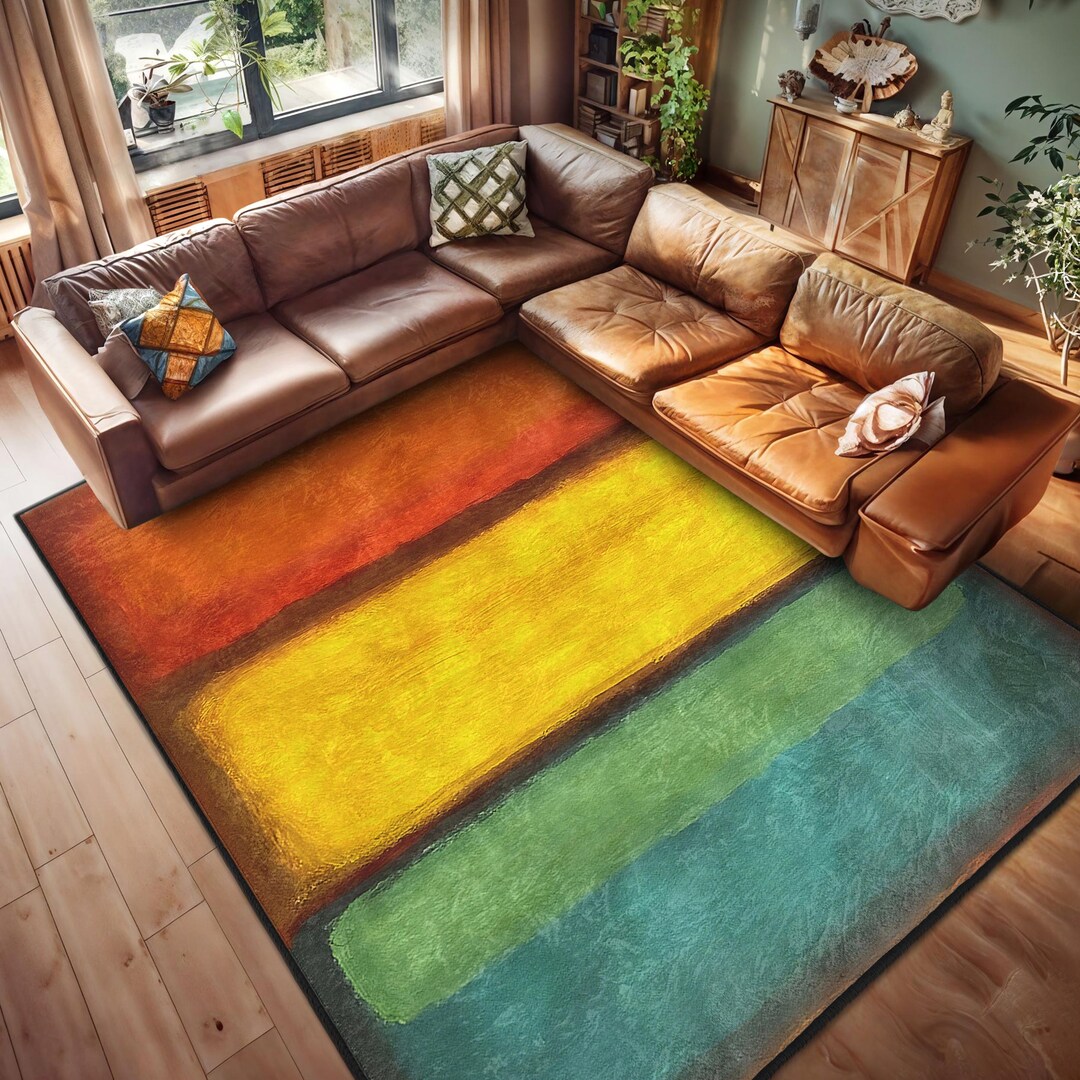 Rothko Linear Spectrum Art Area Rug-colorful Horizontal Bar Carpet ...
