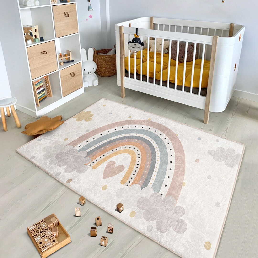 Rainbow Arch Nursery Rug - Dotted Pastel Pattern Mat-children's Room ...