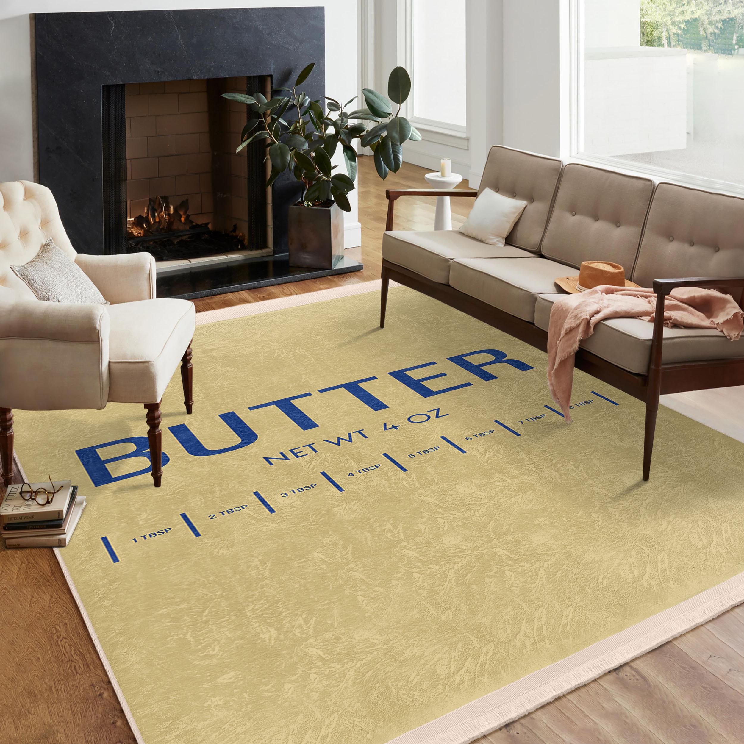 Butter Rug - Bright Yellow Plush Shaggy Non Slip Runner Kitchen Mat And