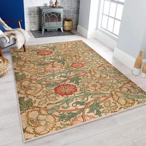 William Morris Artsy Scetch Area Rug-victorian Floral Area Rug-green ...