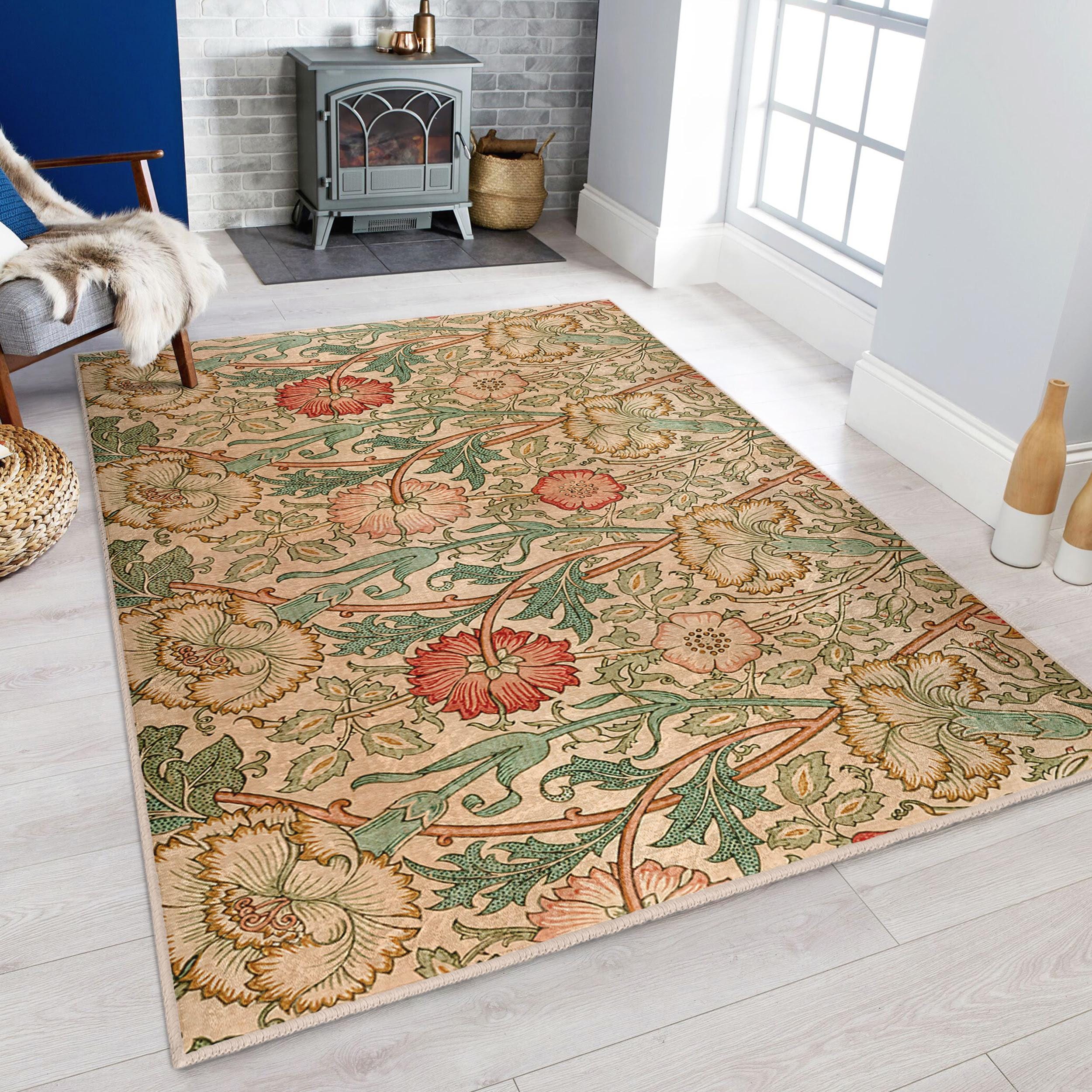William Morris Artsy Scetch Area Rug-victorian Floral Area Rug