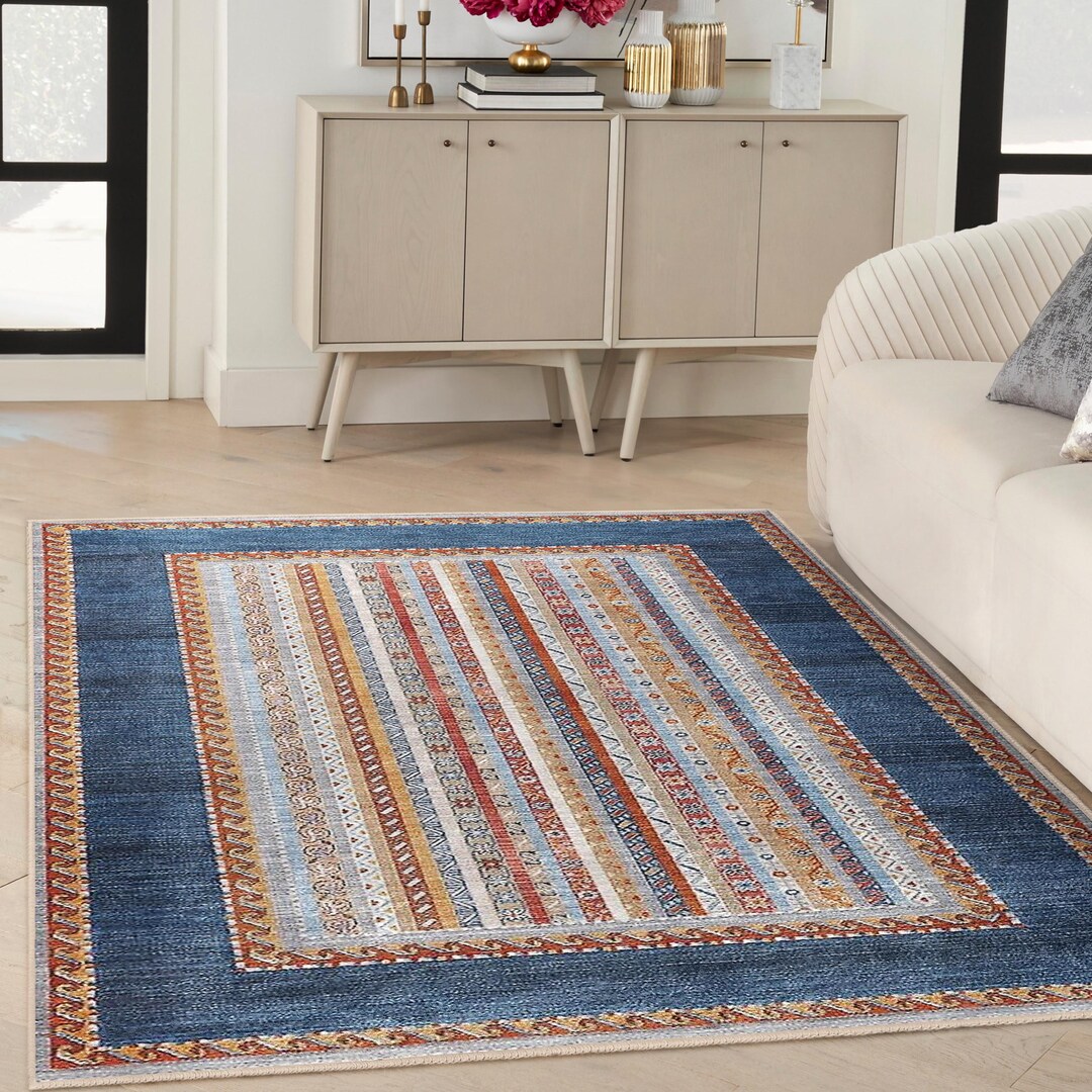 Colorful Striped Area Rug - Horizontal Stripes Carpet - Bohemian Accent ...