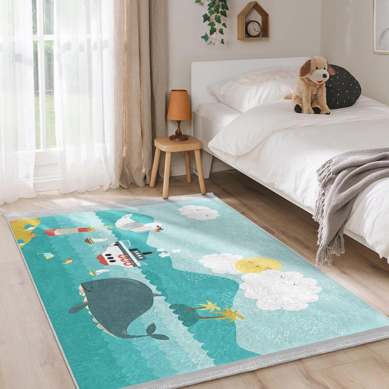 Personalizable Underwater Adventure - Playful Sea Patterns - Nautical Kids Carpet