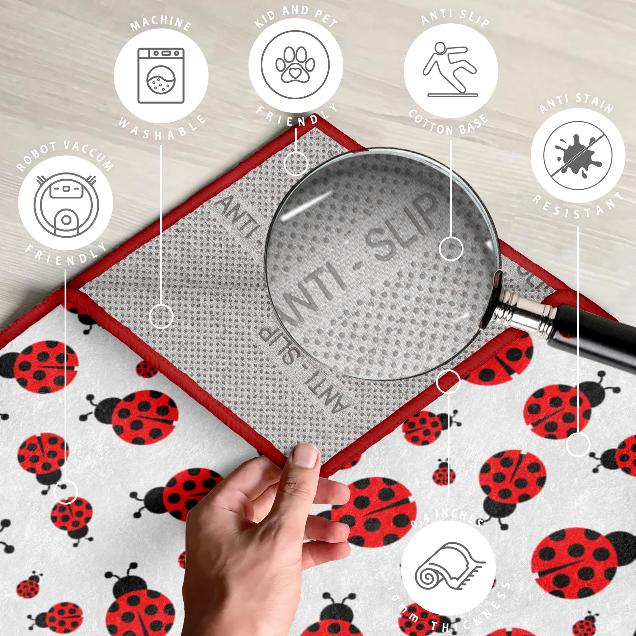 Insect Rug Children Ladybug Nursery Rug-red Ladybug Pattern Mat-living Room Throw Rug -kids ...