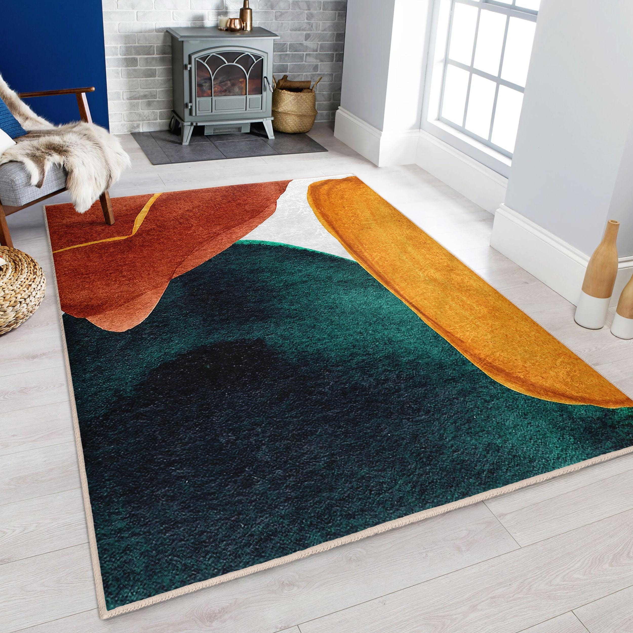 Tonal Mat Abstract Colorful Area Rug - Vibrant Geometric Accent Carpet - Multi ...