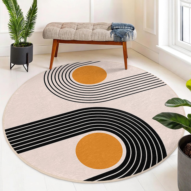 Art Deco Oval Mat - Pop Culture Carpet - Washable Round Rug Gifts