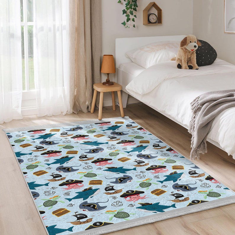 Infant Sea Mat - Anti Slip Childrens  - Colorful Rug Sharks Gifts