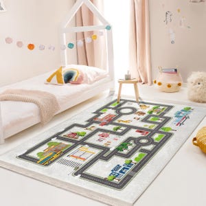 Interactief stadsspeltapijt-kleurrijke wegenkaartmat-kinderkamertapijt-leuk activiteitentapijt-creatief speeltijdontwerp mat-kinderaccententapijt