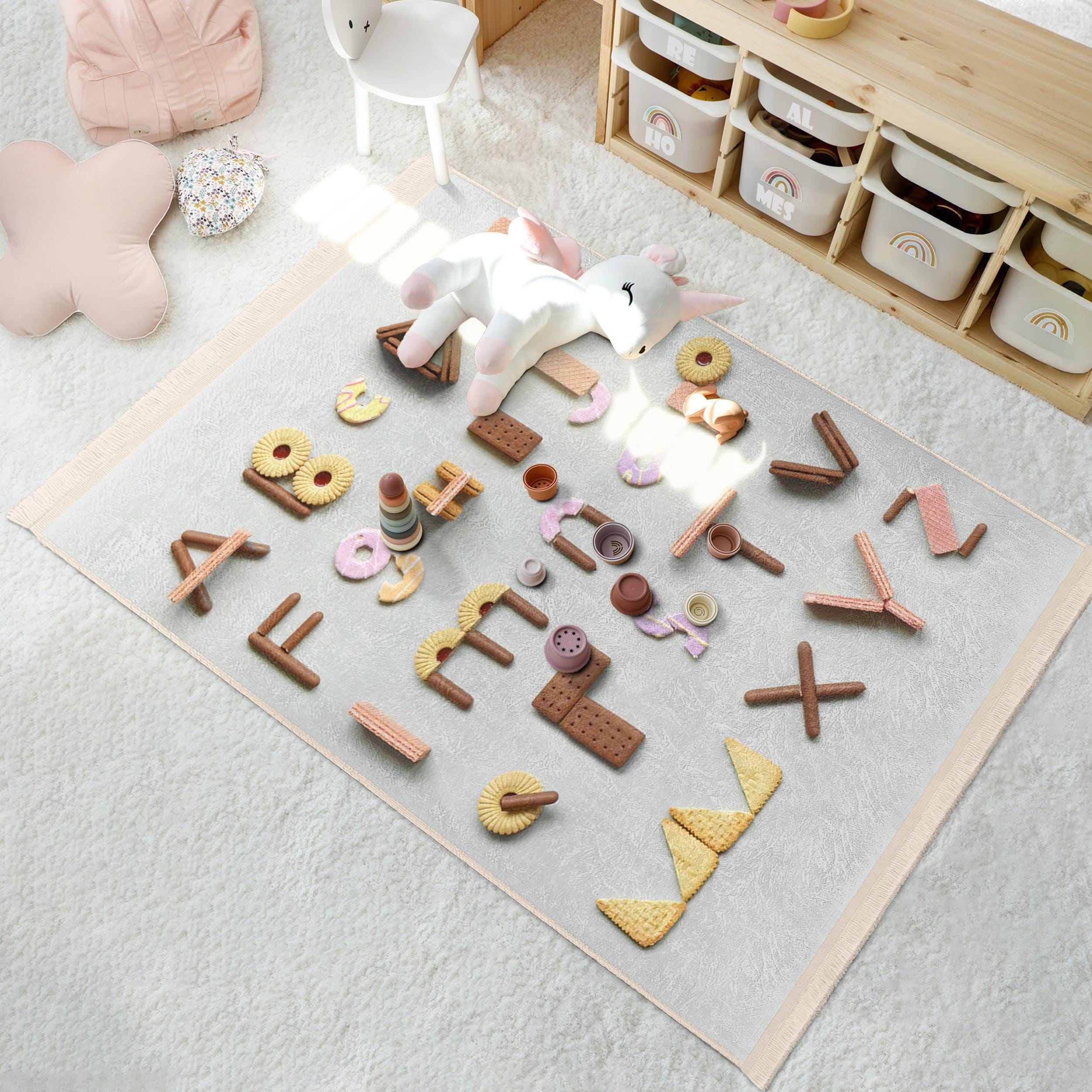 Playful Cookies Alphabet Kids Room Rug -textured Letter Carpet Kid's ...