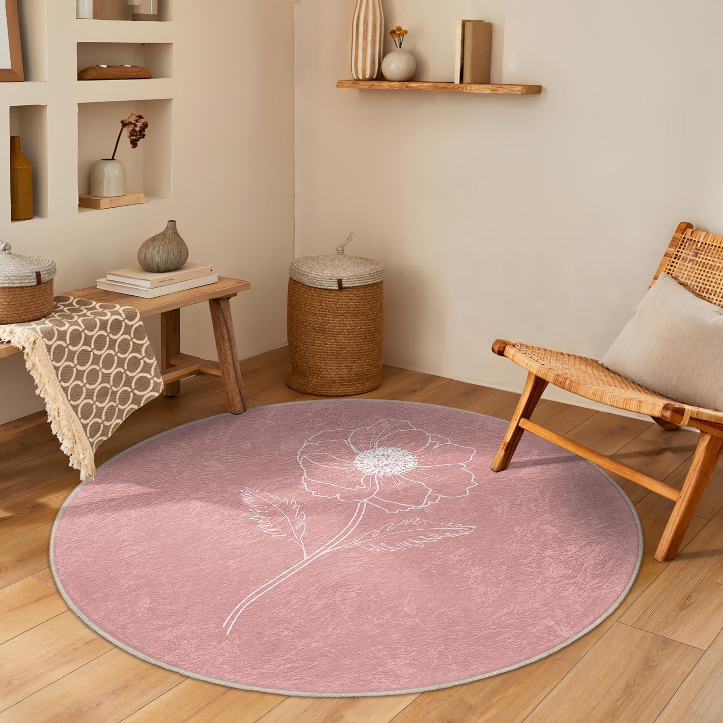 Kyne Stamp Circle Rug by ROOM Pink | ヤマダウェブコム