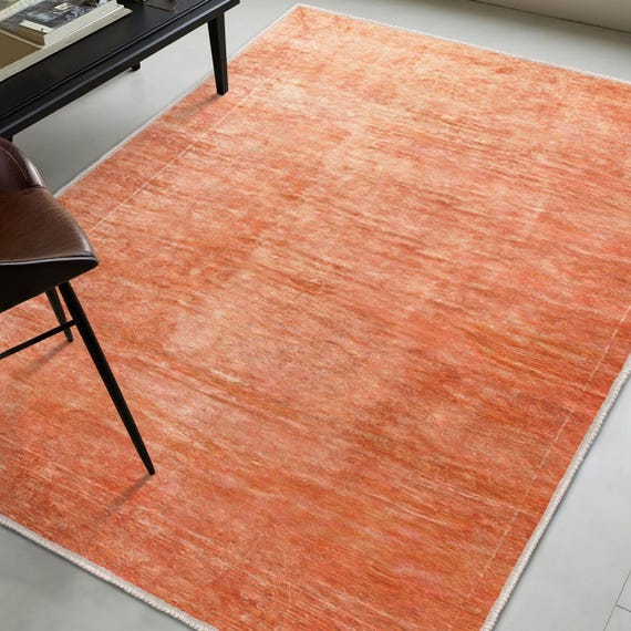 Earthy Texture Area Rug - Fiery Rust Tones Carpet -terra Cotta