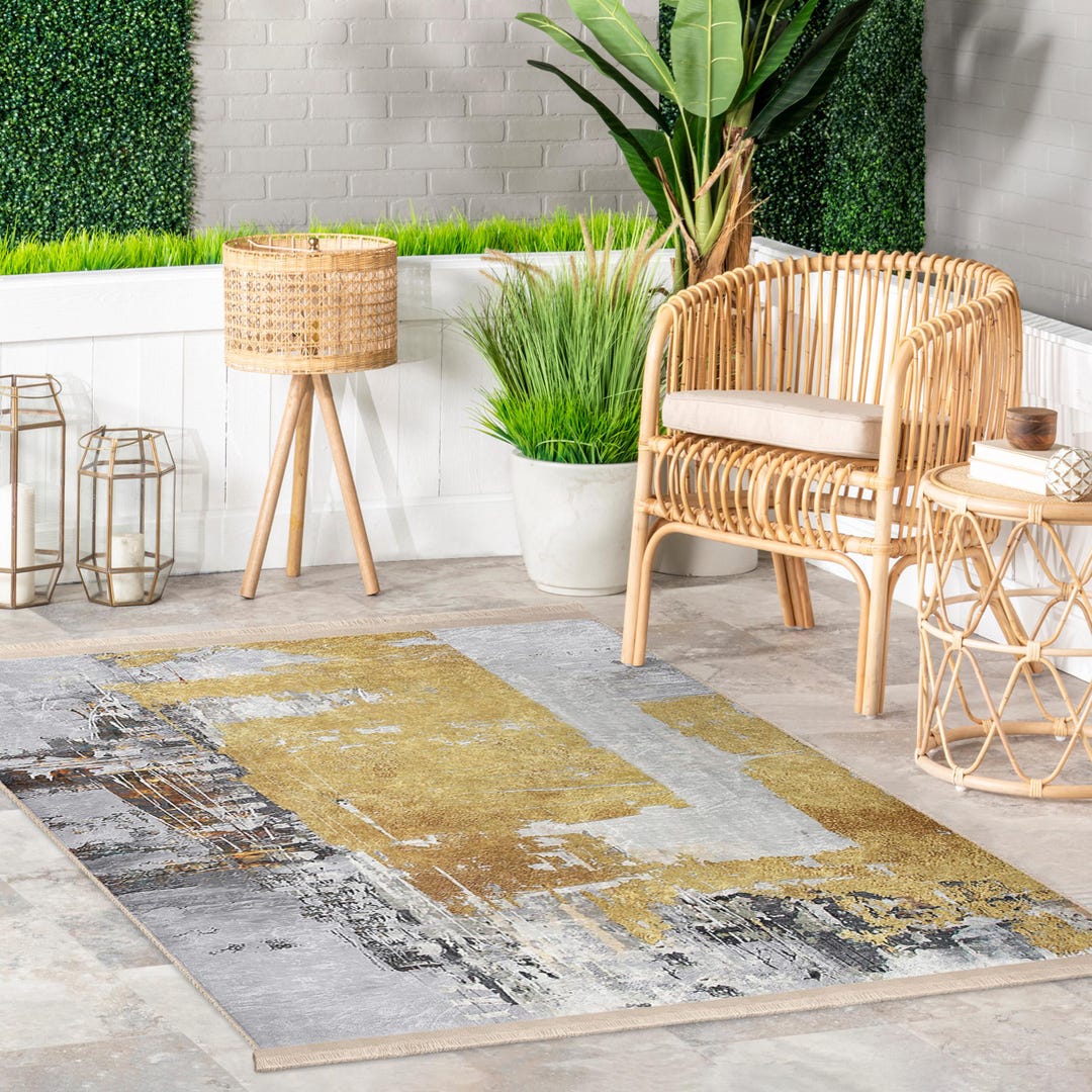 Modern Abstract Cityscape Rug - Distressed Geometric Patterns Carpet ...