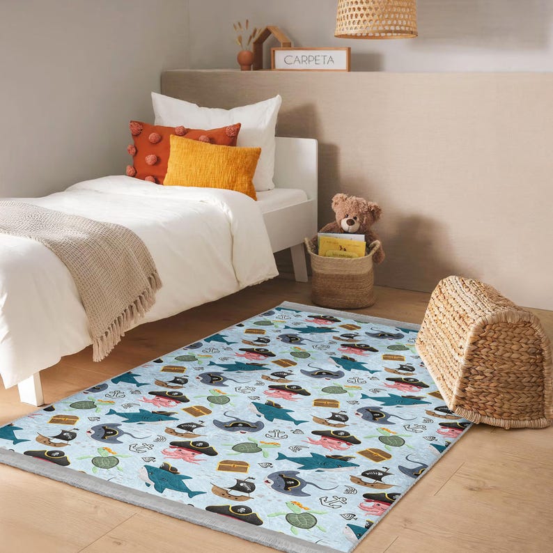 Kids Room Carpet - Soft Playful Rug - Sea World Rug