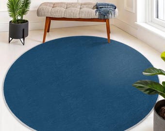Blue Texture Modern Round Rug-cool Abstract Ocean Design Circle