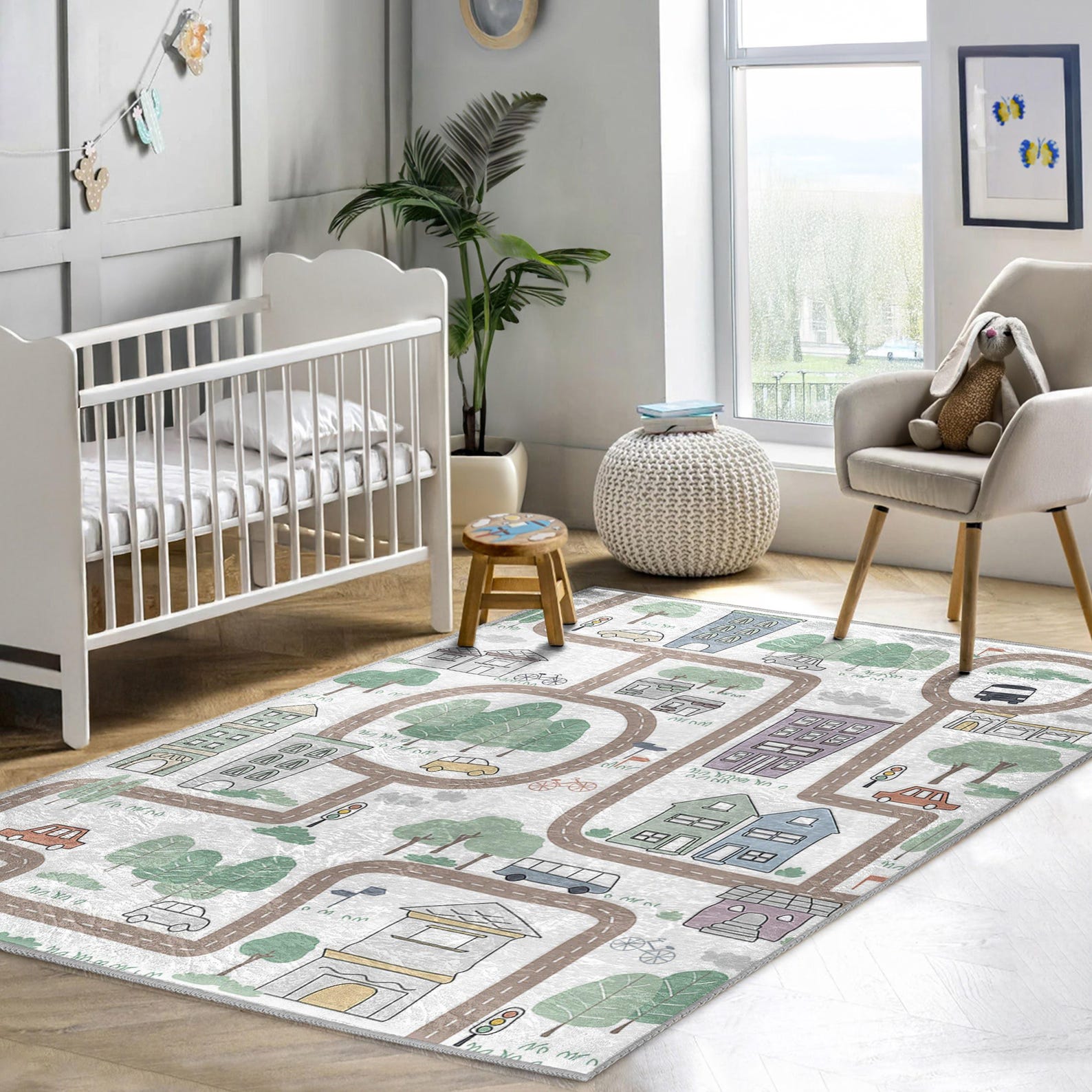Children's City Road Play Rug - Town Map Design Carpet -kids Room ...