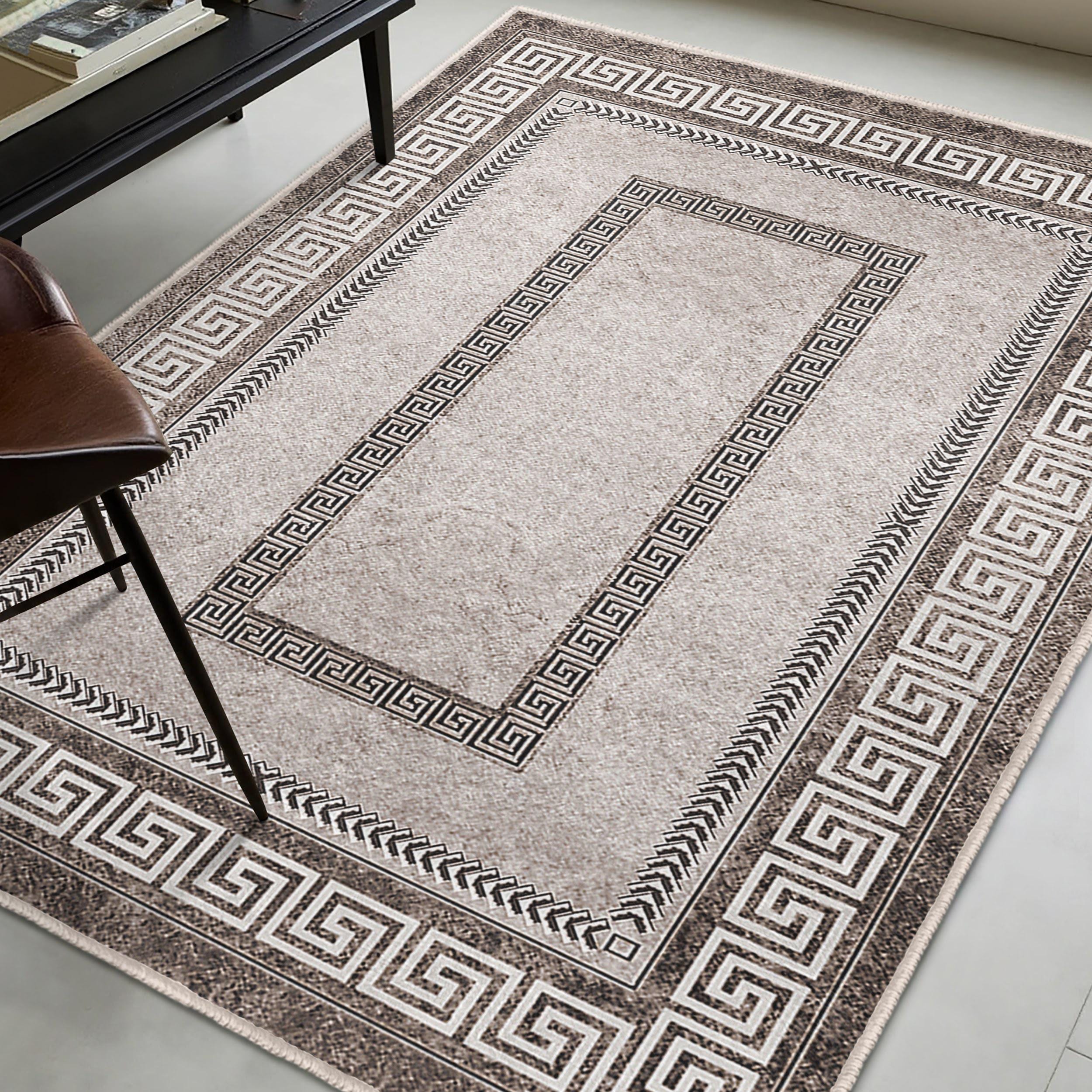 Rectangular Greek Key Area Rug - Greco-roman Border Pattern Mat ...