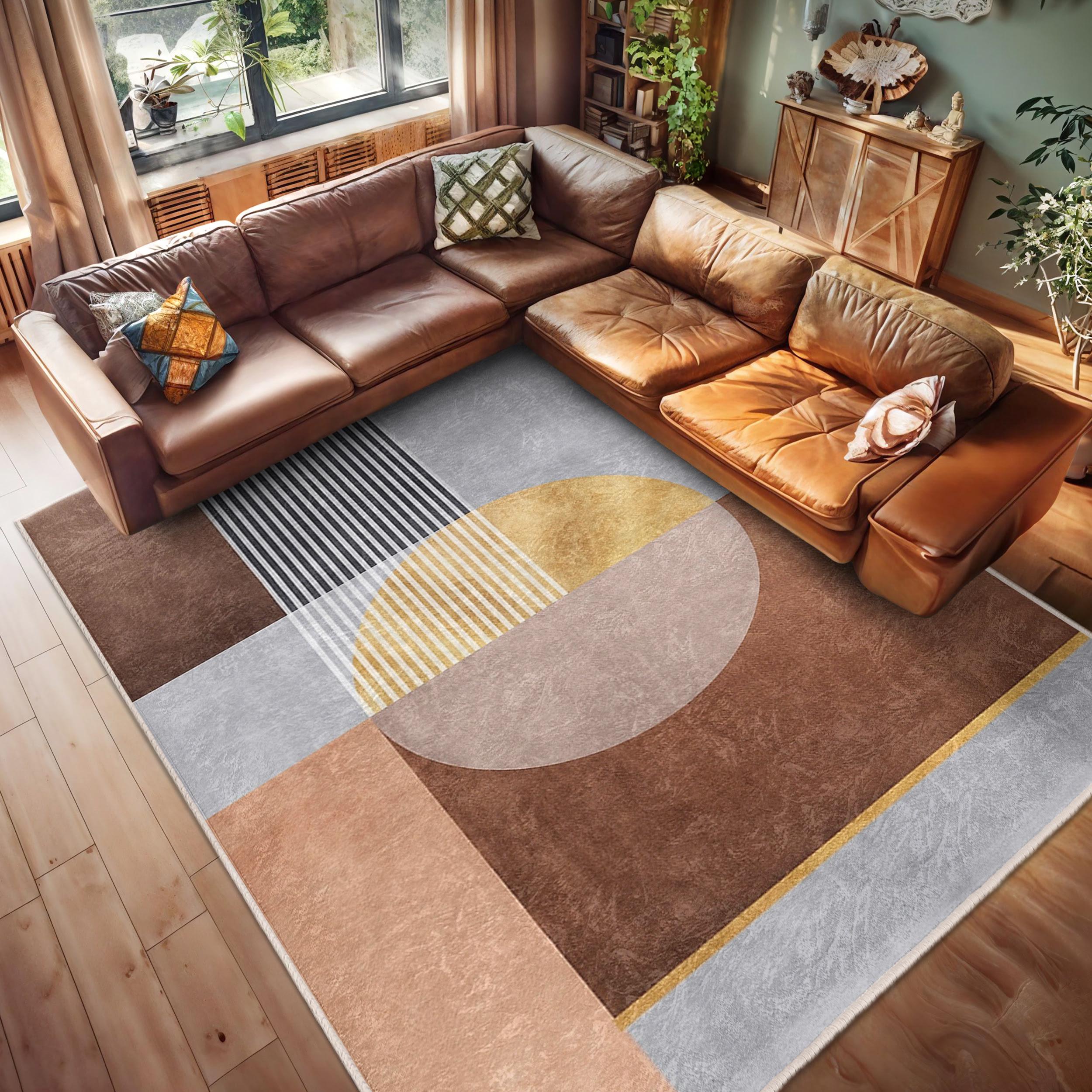 Tappeto Runner A Quadri Moderno 60x180 Cm Marrone – Antiscivolo, Lavabile In Lavatrice, Per Corridoio E Cucina - 2