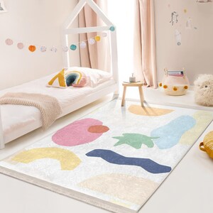 Colorful Abstract Shapes Rug - Pastel Organic Pattern Studio Carpet ...
