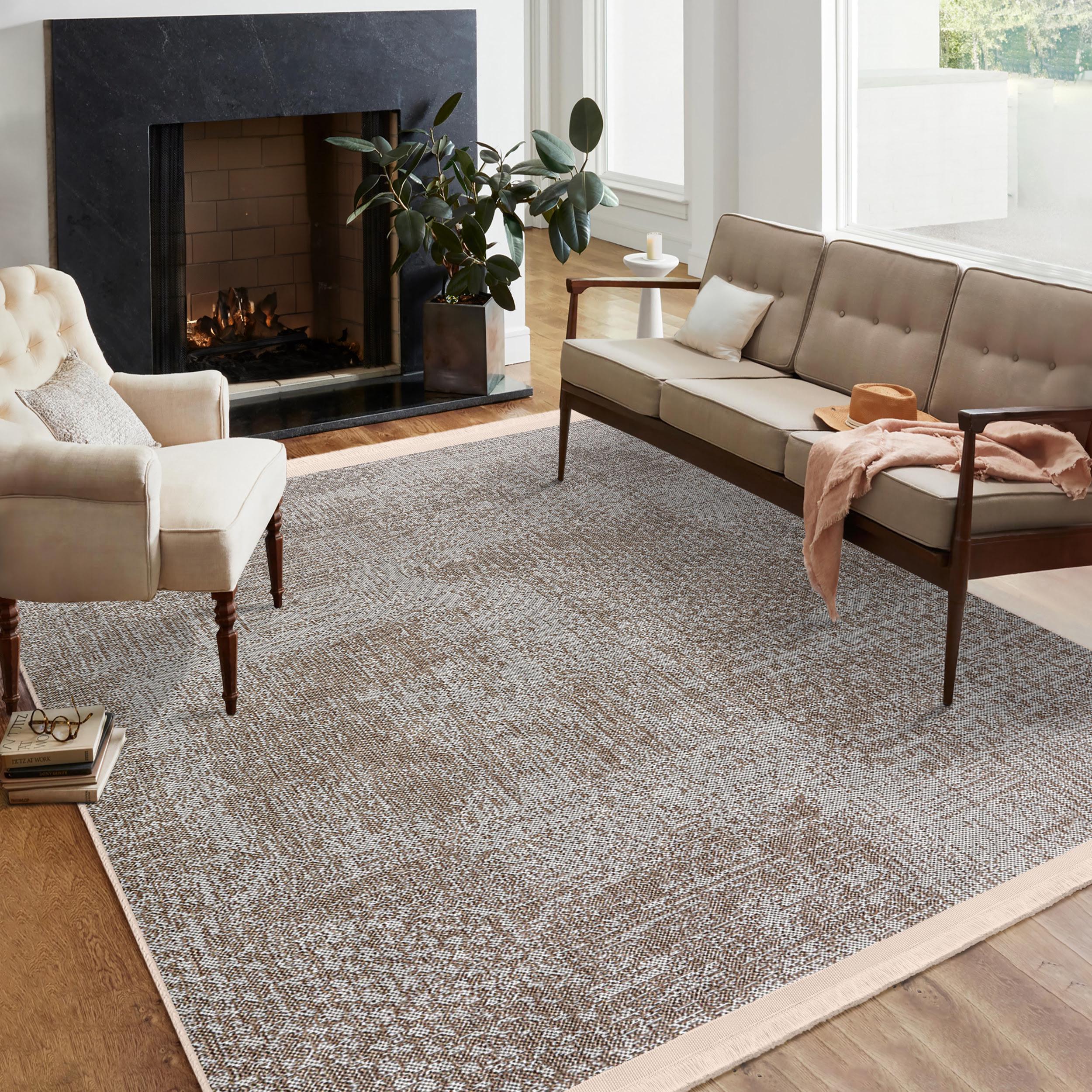 Taupe Textured Modern Area Rug-dotted Abstract Accent Carpet-faded ...