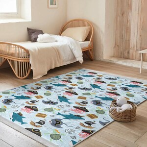 Pirate Adventure Rug - Ocean Theme Rug - Washable Carpet