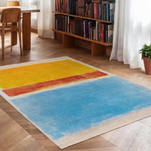 Rothko Minimal Art Area Rug - Color Block Modern Carpet - Red Yellow ...
