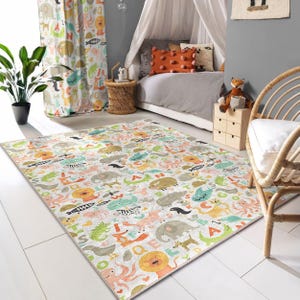 Kids Room Carpet Washable Kids Rug Woodpecker Beaver Ru