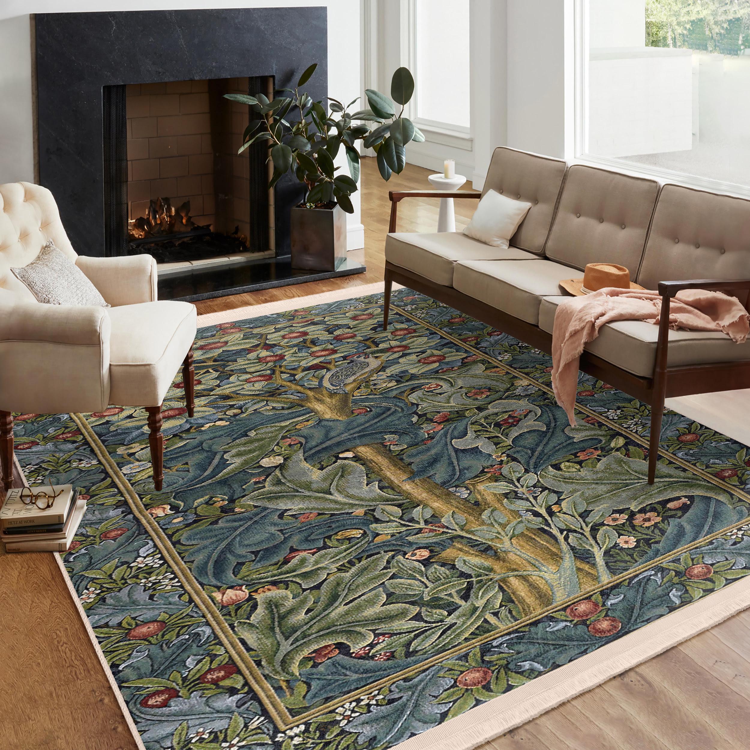 Obt Rugs Morris Art Blue Historical Area Rug - William Lush Foliage Intricate ...