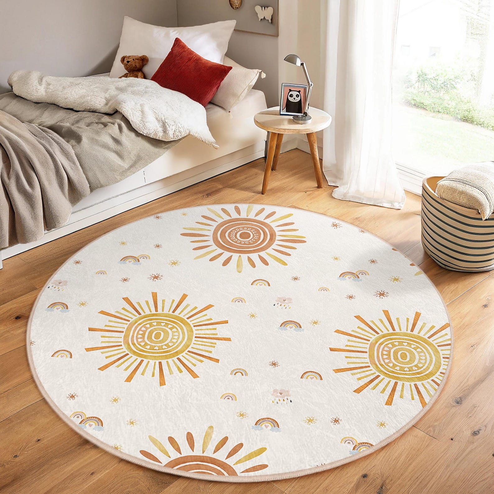 Sunshine Sun Rug Sunshine Burst Kids Room Round Rug-celestial Sunshine Rainbow Motif ...