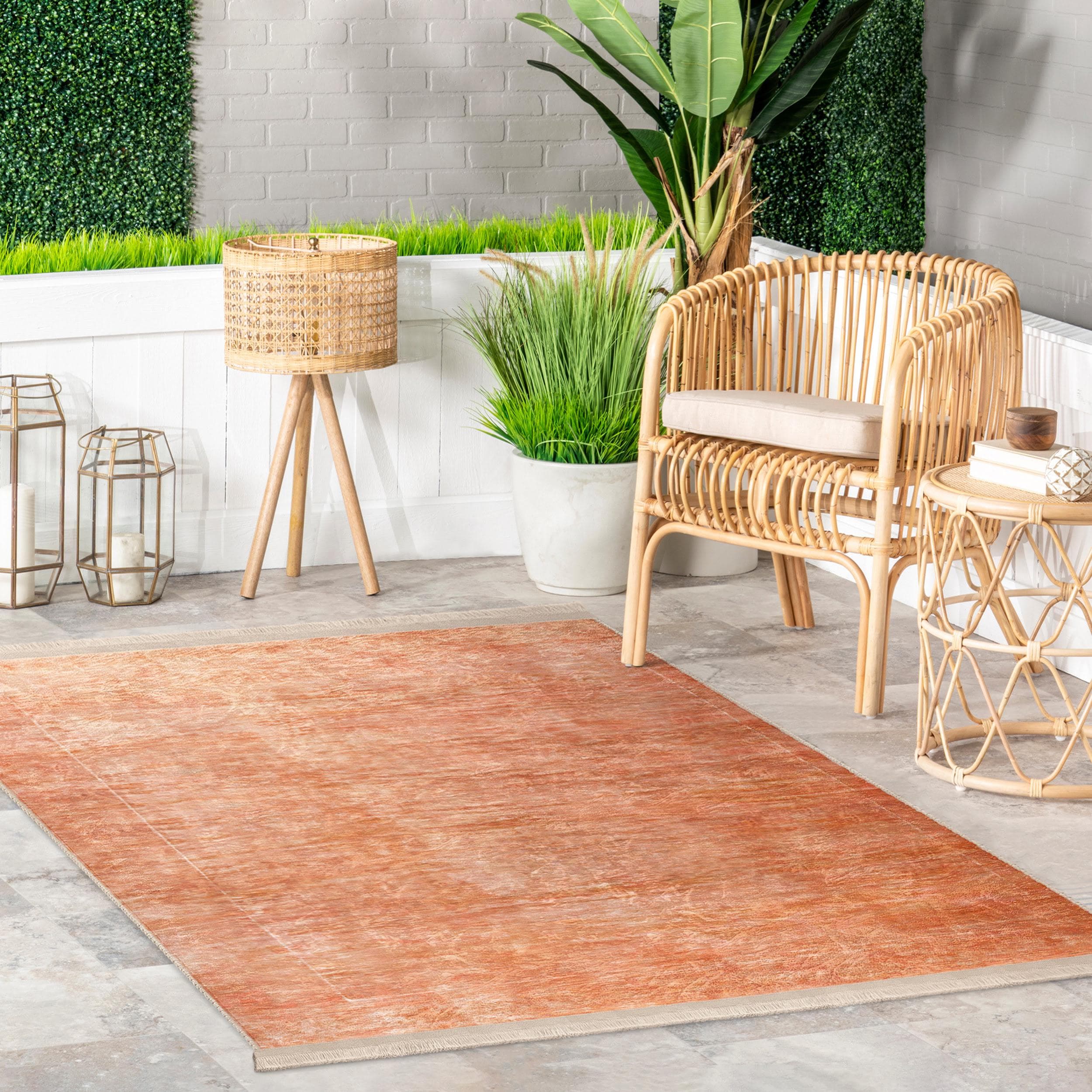 Earthy Texture Area Rug - Fiery Rust Tones Carpet -terra Cotta