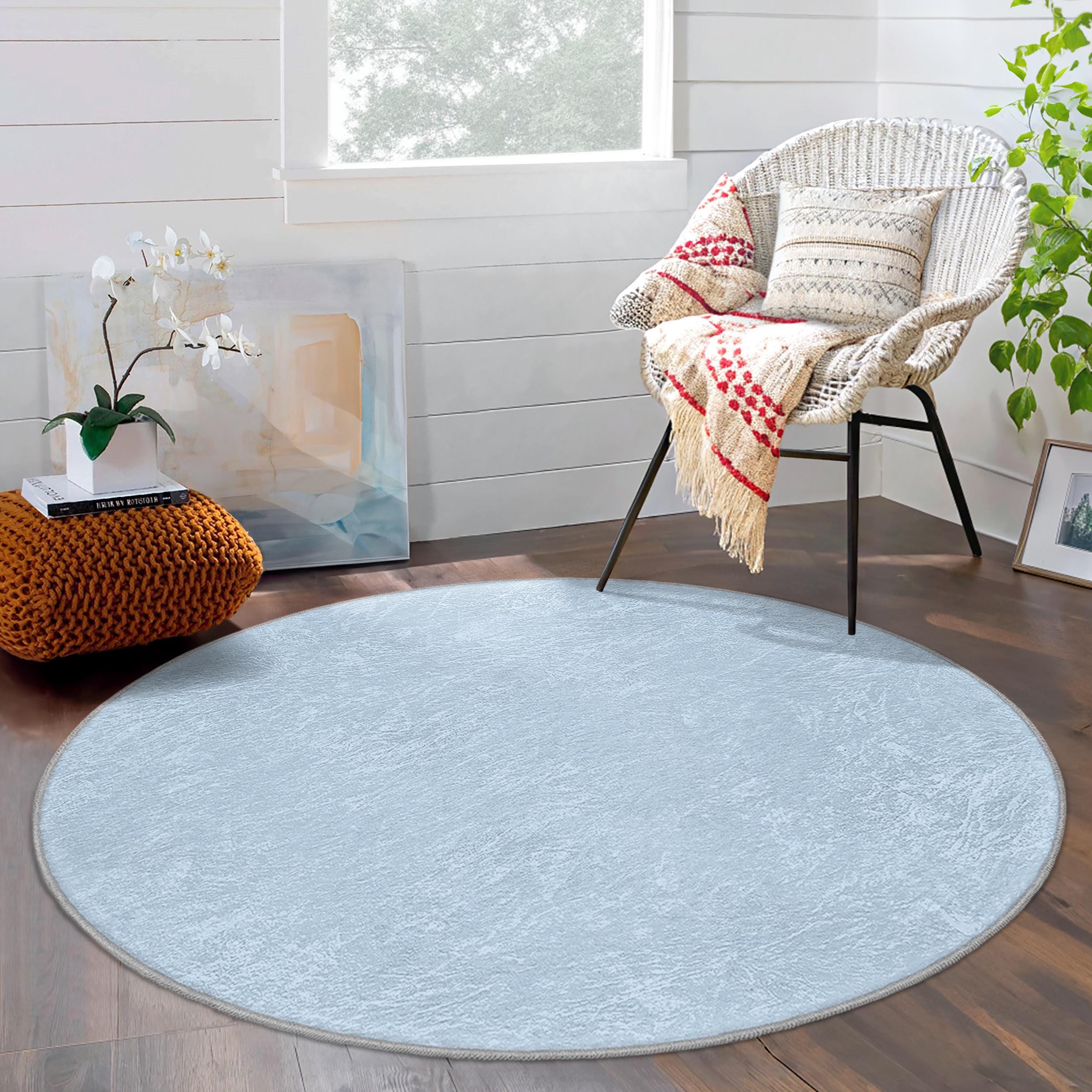 Blue Round Rug - Etsy UK