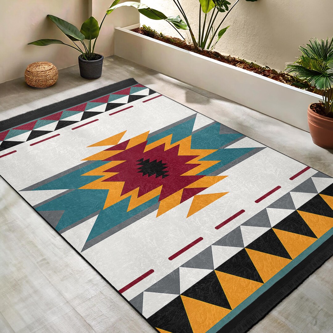 Aztec Rug Dsign Aztec Geometric Design Area Rug - Bold Triangle Mat-southwestern Living ...