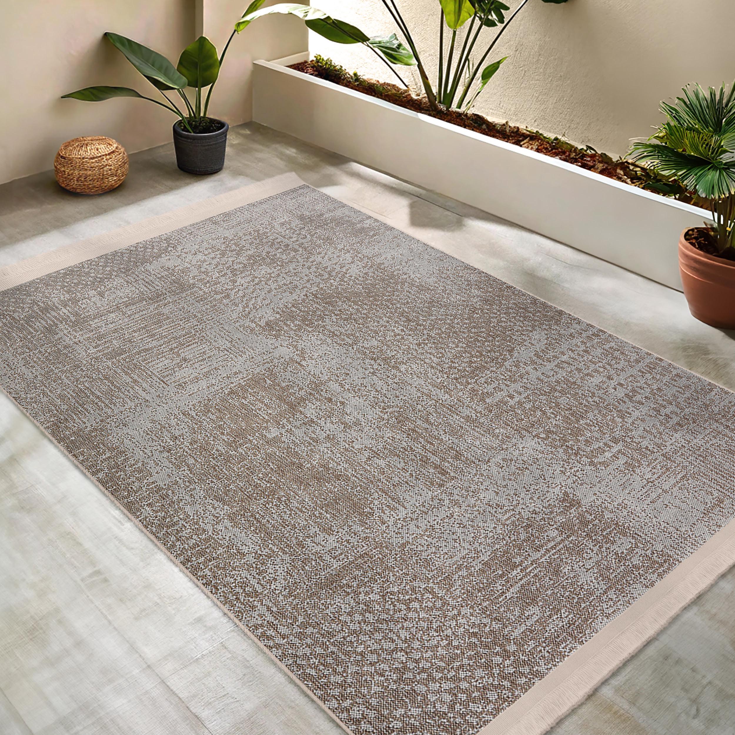 Taupe Textured Modern Area Rug-dotted Abstract Accent Carpet-faded ...